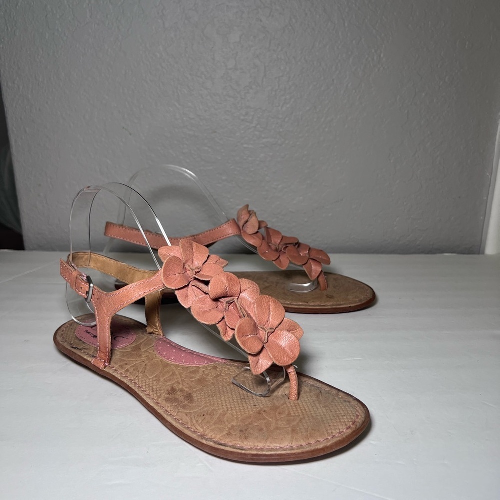 BOC Born Concept Pink Floral Lorrie Leather Thong Sandals